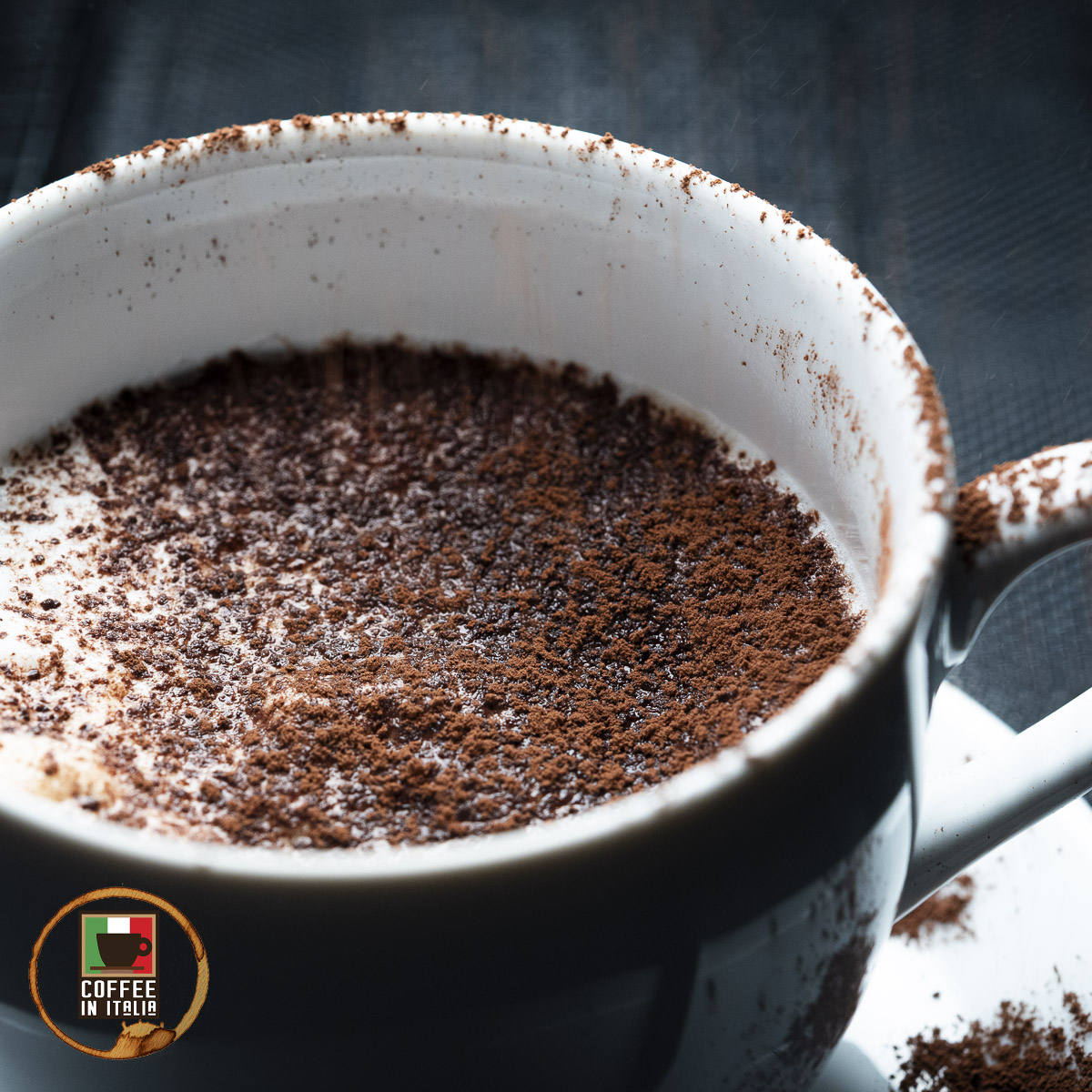 Cappuccino Recipe - Messy Cocoa Powder Added